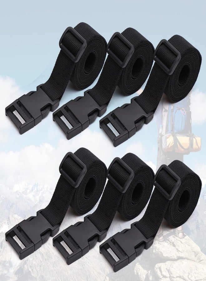 Ayifan 6 Pack Nylon Tie Down Straps 1" x 60" Lashing Straps with Quick Release Adjustable Buckles for Suitcases,Backpacking, Trail Camera,Sleeping Bag,Travel Belt Black - Image 1